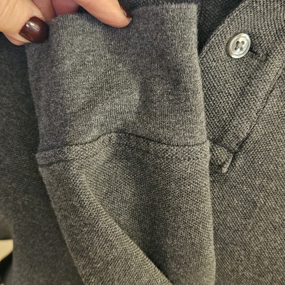 Vintage J CREW Pique Knit Long Sleeve Men's Polo Shirt XL Dark Grey - Picture 5 of 5